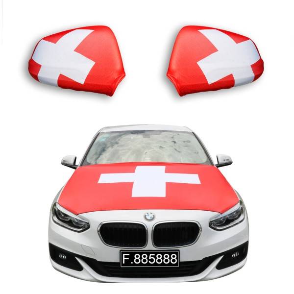 Sonia Originelli Fanset Auto EM "Schweiz" Switzerland Fußball Motorhaube Außenspiegel Flagge