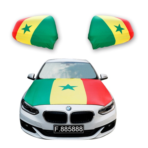 Sonia Originelli Fanset Auto EM "Senegal" Fußball Motorhaube Außenspiegel Flagge
