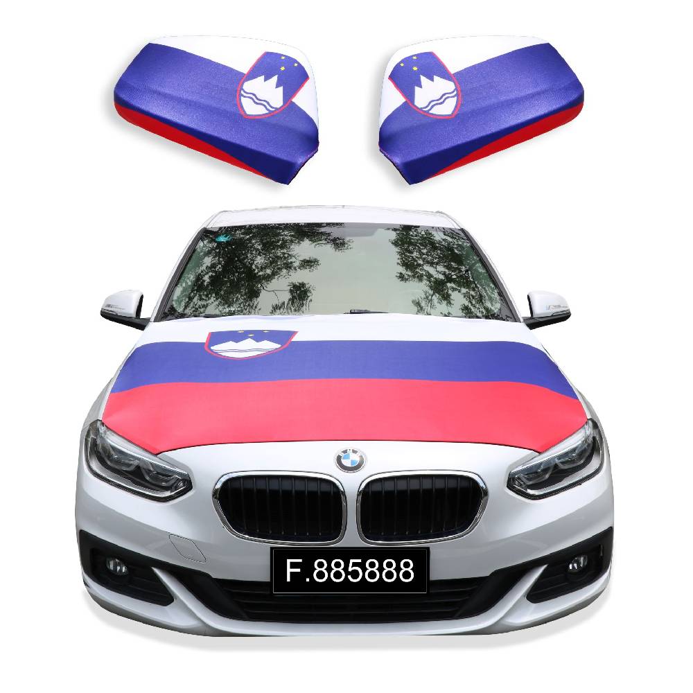 Sonia Originelli Fanset Auto EM "Slowenien" Slovenia Fußball Motorhaube Außenspiegel Flagge