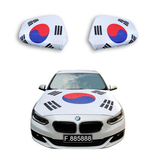 Sonia Originelli Fanset Auto EM "Südkorea" South Korea Fußball Motorhaube Außenspiegel Flagge