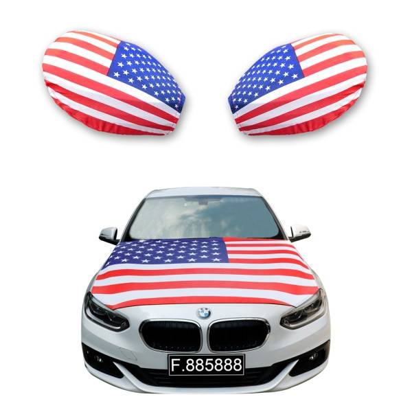 Sonia Originelli Fanset Auto EM "USA" Armerica United States Amerika Fußball Motorhaube Außenspiegel Flagge