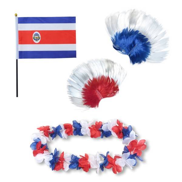 Sonia Originelli Fanset "Costa Rica" Blumenkette Fahne Flagge Perücke Irokese