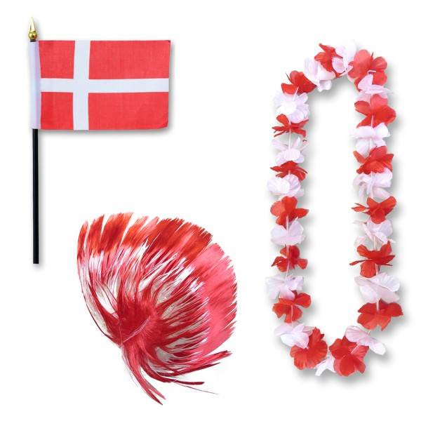 Sonia Originelli Fanset "Dänemark" Denmark Dansk Blumenkette Fahne Flagge Perücke Irokese