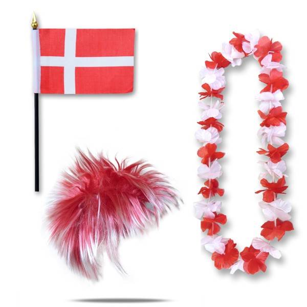 Sonia Originelli Fanset "Dänemark" Denmark Dansk Blumenkette Fahne Flagge Perücke Wig