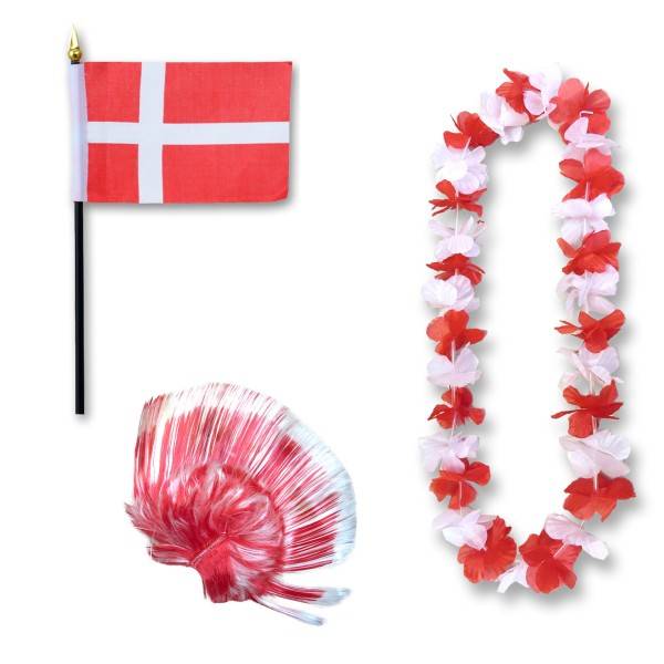 Sonia Originelli Fanset "Dänemark" Denmark Dansk Blumenkette Fahne Flagge Perücke Irokese