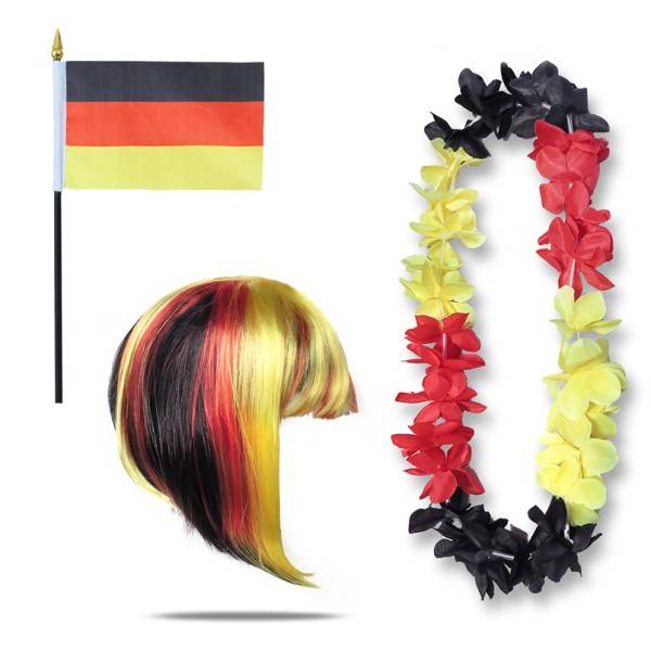 Sonia Originelli Fanset "Deutschland" Germany Blumenkette Fahne Flagge Perücke Bob
