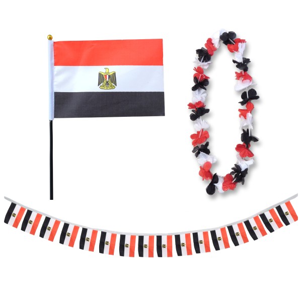 Sonia Originelli FANSET EM Fußball "Ägypten" Egypt Girlande Mini Hand Flagge Hawaiikette