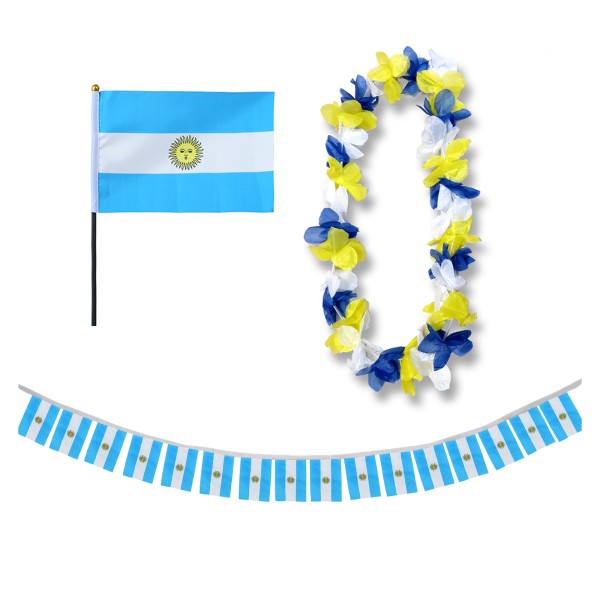 Sonia Originelli FANSET EM Fußball "Argentina" Argentinien Girlande Mini Hand Flagge Hawaiikette