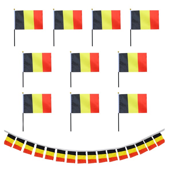 Sonia Originelli FANSET EM Fußball "Belgien" Belgium Girlande 10x Handflaggen