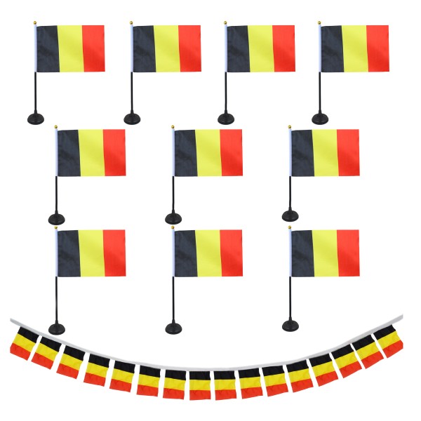 Sonia Originelli FANSET EM Fußball "Belgien" Belgium Girlande Handflaggen Tischhalter