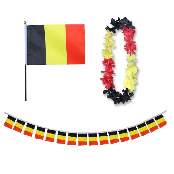 Sonia Originelli FANSET EM Fußball "Belgien" Belgium Girlande Mini Hand Flagge Hawaiikette