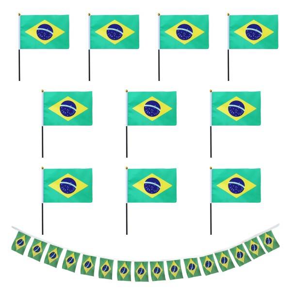 Sonia Originelli FANSET EM Fußball "Brasilian" Brazil Girlande 10x Handflaggen