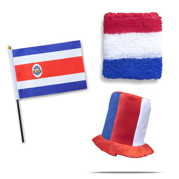 Sonia Originelli FANSET EM Fußball "Costarica" Costarica Zylinder Hut Schweißband Mini Flagge