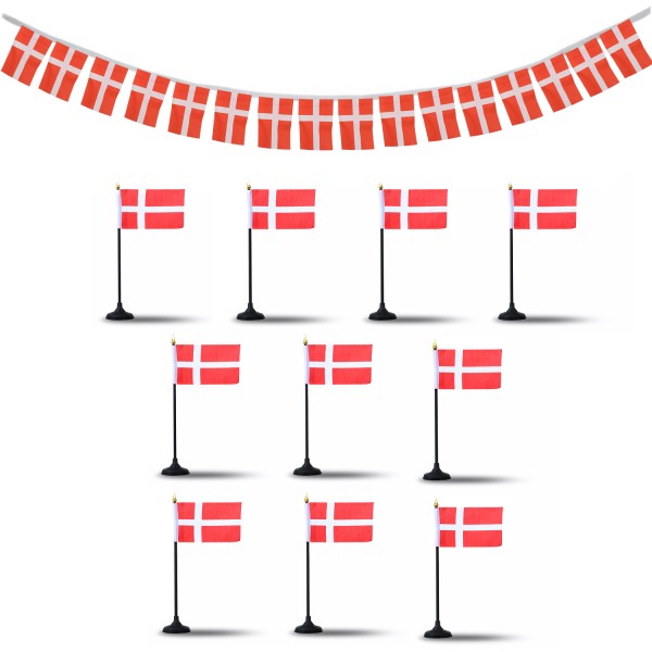 Sonia Originelli FANSET EM Fußball "Dänemark" Denmark Girlande Handflaggen Tischhalter