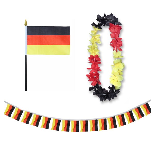 Sonia Originelli FANSET EM Fußball "Deutschland" Germany Girlande Mini Hand Flagge Hawaiikette