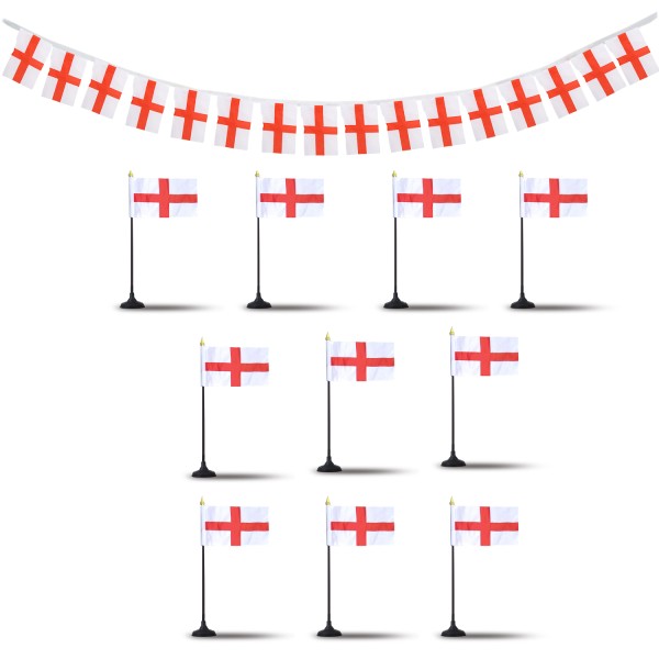 Sonia Originelli FANSET EM Fußball "England" Girlande Handflaggen Tischhalter