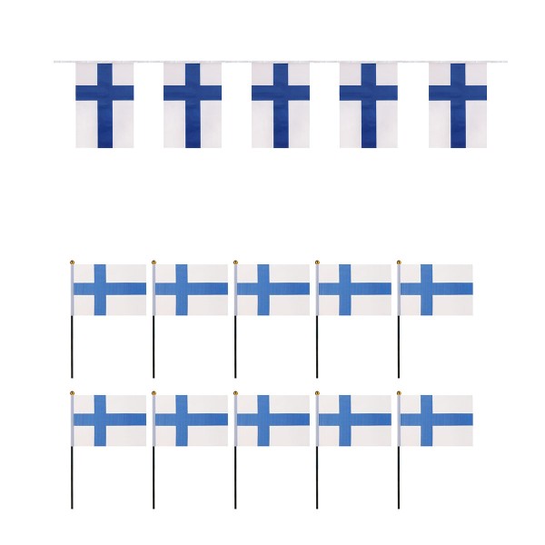 Sonia Originelli FANSET EM Fußball "Finnland" Girlande 10x Handflaggen