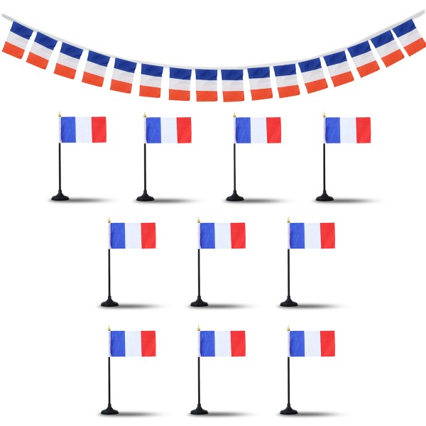 Sonia Originelli FANSET EM Fußball "Frankreich" Girlande Handflaggen Tischhalter