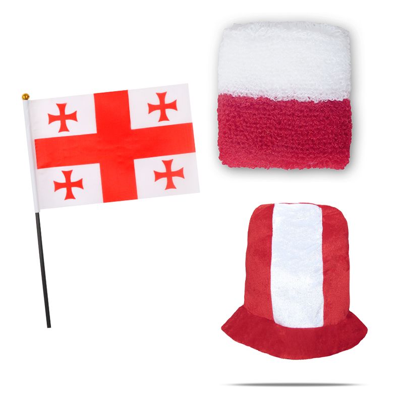 Sonia Originelli FANSET EM Fußball "Georgien" Georgia Zylinder Hut Schweißband Mini Flagge