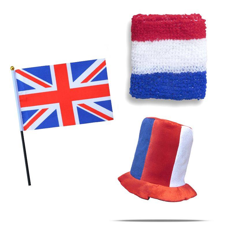 Sonia Originelli FANSET EM Fußball Grossbritannien GB Great Britain UK Zylinder Hut Schweißband Mini Flagge