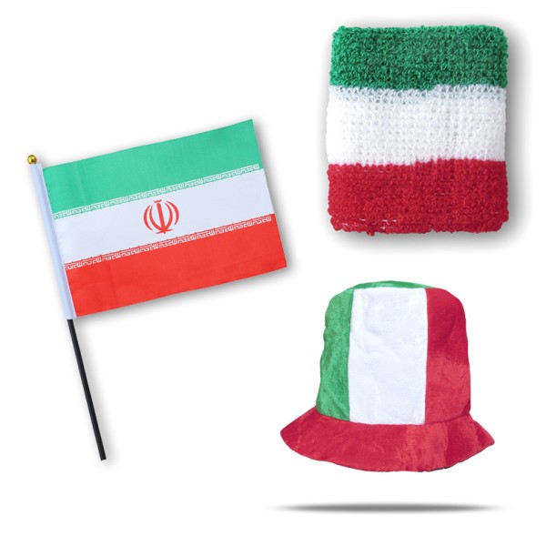 Sonia Originelli FANSET EM Fußball "Iran" Iran Zylinder Hut Schweißband Mini Flagge