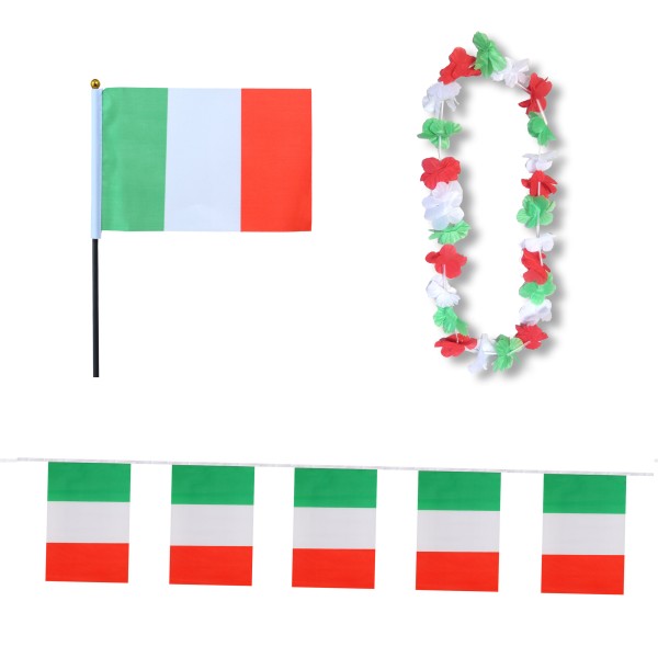 Sonia Originelli FANSET EM Fußball "Italien" Italy Girlande Mini Hand Flagge Hawaiikette