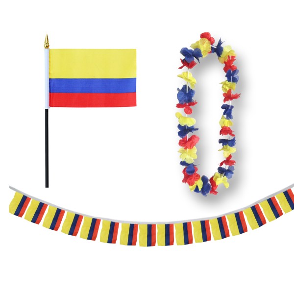 Sonia Originelli FANSET EM Fußball "Kolombien" Colombia Girlande Mini Hand Flagge Hawaiikette