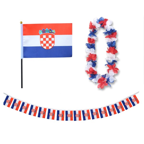 Sonia Originelli FANSET EM Fußball "Kroatien" Croatia Girlande Mini Hand Flagge Hawaiikette