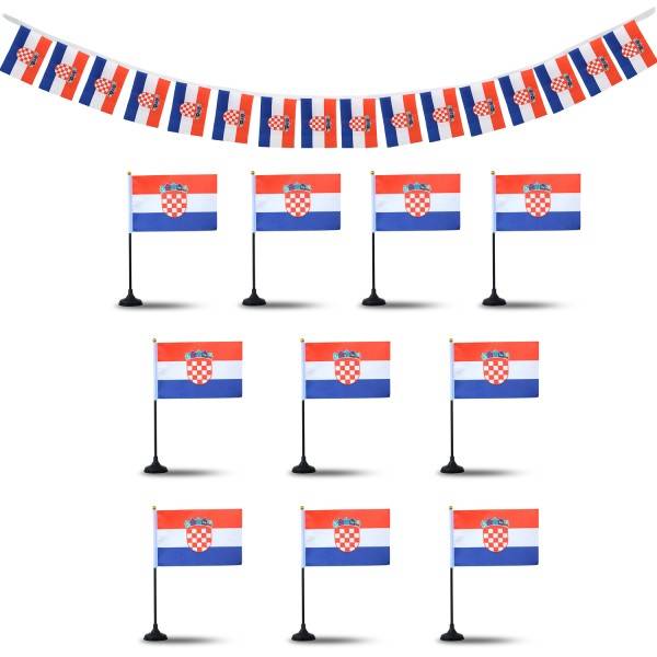 Sonia Originelli FANSET EM Fußball "Kroatien" Girlande Handflaggen Tischhalter