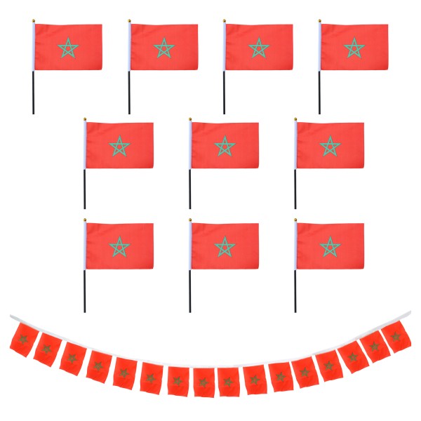 Sonia Originelli FANSET EM Fußball "Marokko" Morocco Girlande 10x Handflaggen