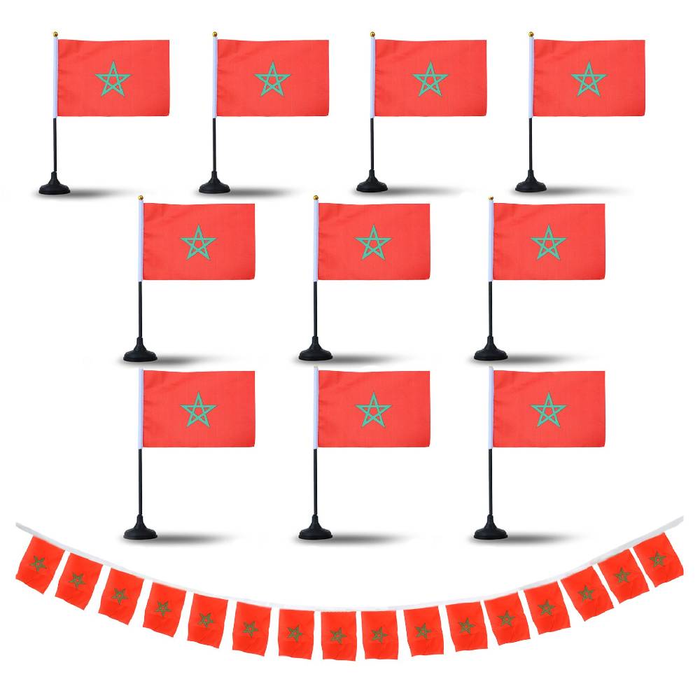 Sonia Originelli FANSET EM Fußball "Marokko" Morocco Girlande Handflaggen Tischhalter