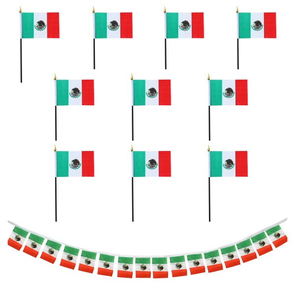 Sonia Originelli FANSET EM Fußball "Mexiko" Mexico Girlande 10x Handflaggen