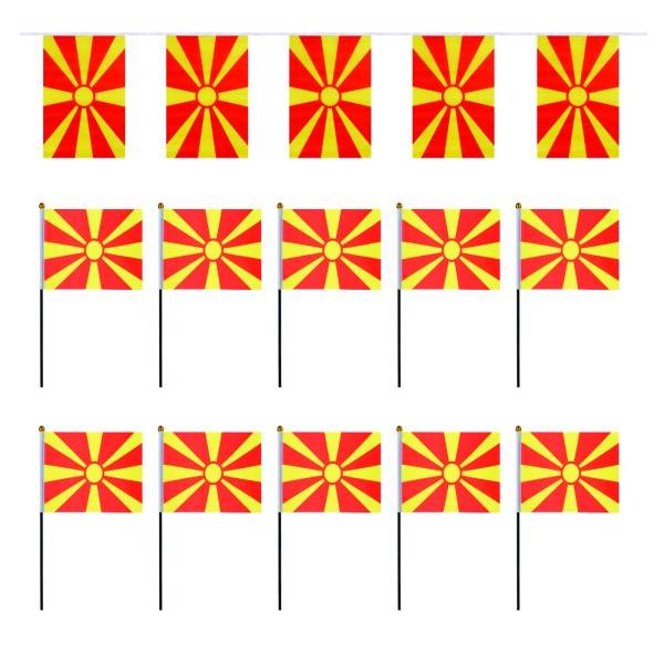 Sonia Originelli FANSET EM Fußball "Nordmazedonien" Girlande 10x Handflaggen