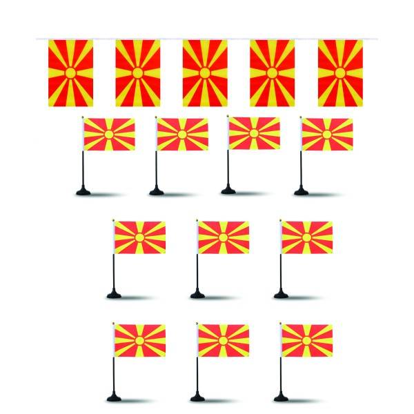 Sonia Originelli FANSET EM Fußball "Nordmazedonien" Girlande Handflaggen Tischhalter