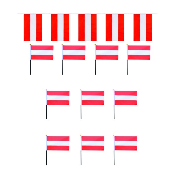 Sonia Originelli FANSET EM Fußball "Österreich" Austria Girlande 10x Handflaggen