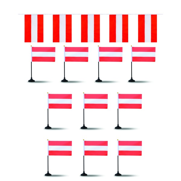 Sonia Originelli FANSET EM Fußball "Österreich" Austria Girlande Handflaggen Tischhalter