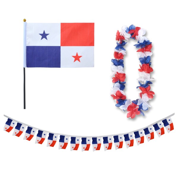 Sonia Originelli FANSET EM Fußball "Panama" Panama Girlande Mini Hand Flagge Hawaiikette
