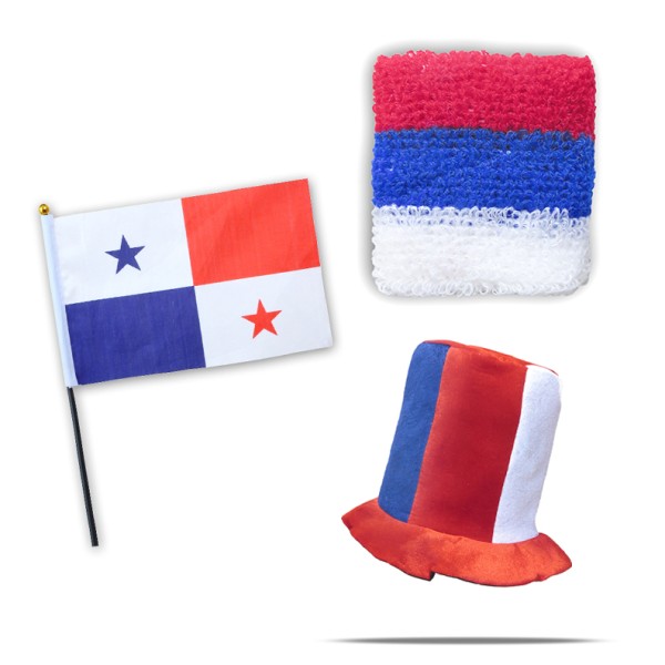 Sonia Originelli FANSET EM Fußball "Panama" Panama Zylinder Hut Schweißband Mini Flagge