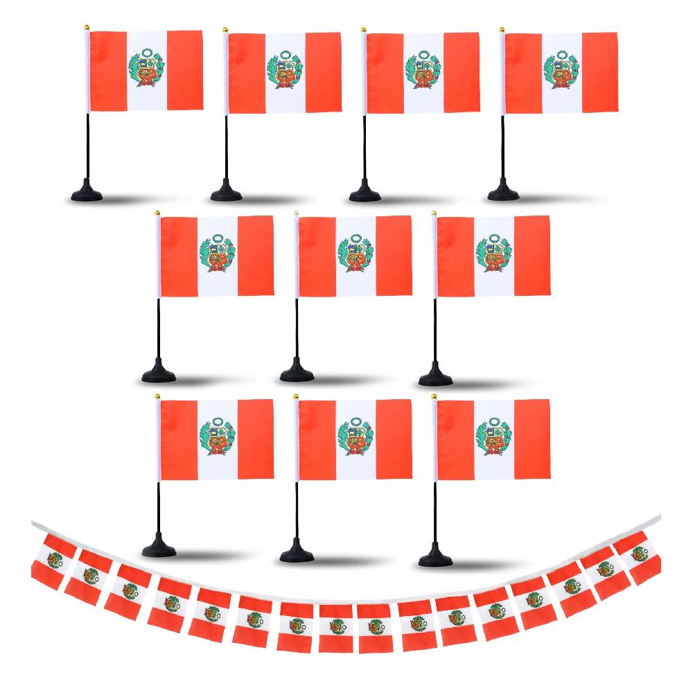 Sonia Originelli FANSET EM Fußball "Peru" Girlande Handflaggen Tischhalter