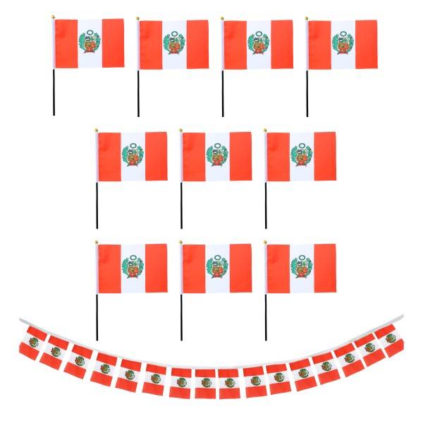 Sonia Originelli FANSET EM Fußball "Peru" Peru Girlande 10x Handflaggen