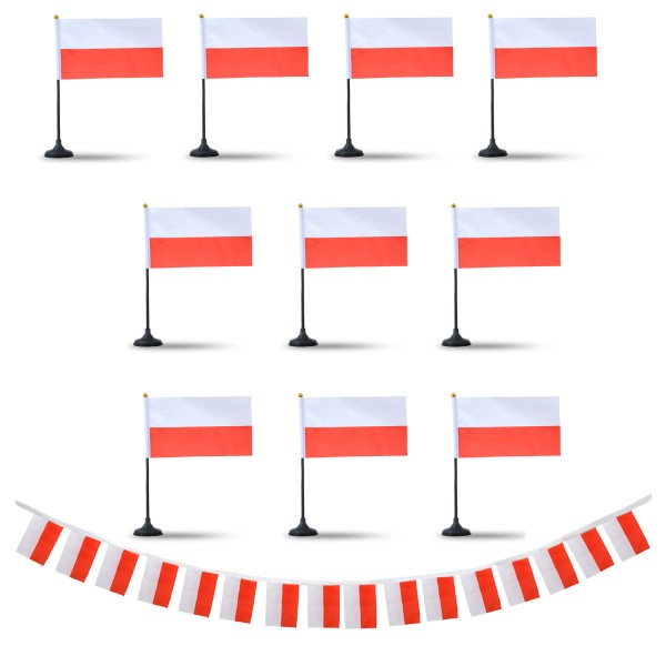 Sonia Originelli FANSET EM Fußball "Polen" Poland Girlande Handflaggen Tischhalter