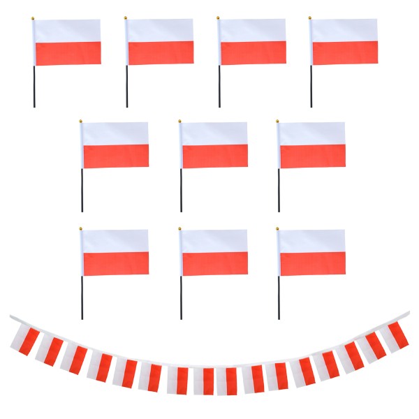Sonia Originelli FANSET EM Fußball "Polen" Poland Polska Girlande 10x Handflaggen