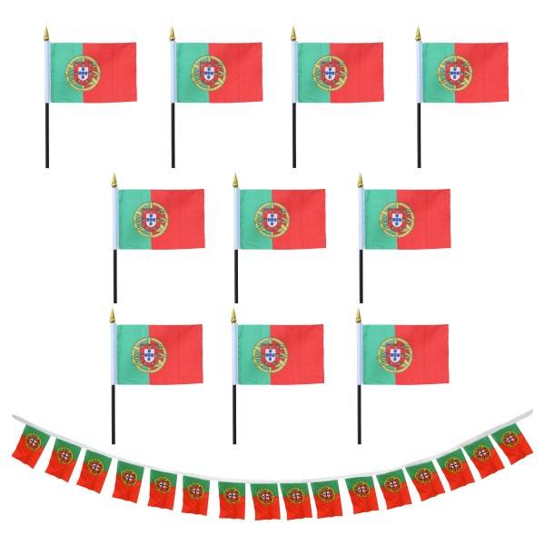 Sonia Originelli FANSET EM Fußball "Portugal" Girlande 10x Handflaggen