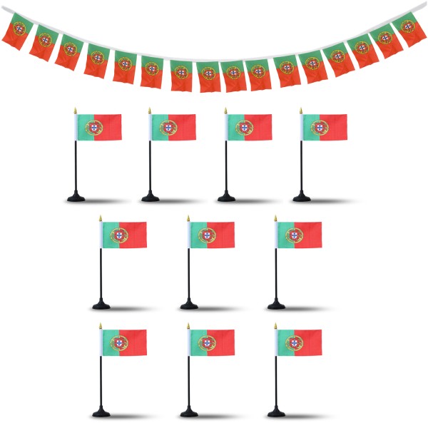 Sonia Originelli FANSET EM Fußball "Portugal" Girlande Handflaggen Tischhalter