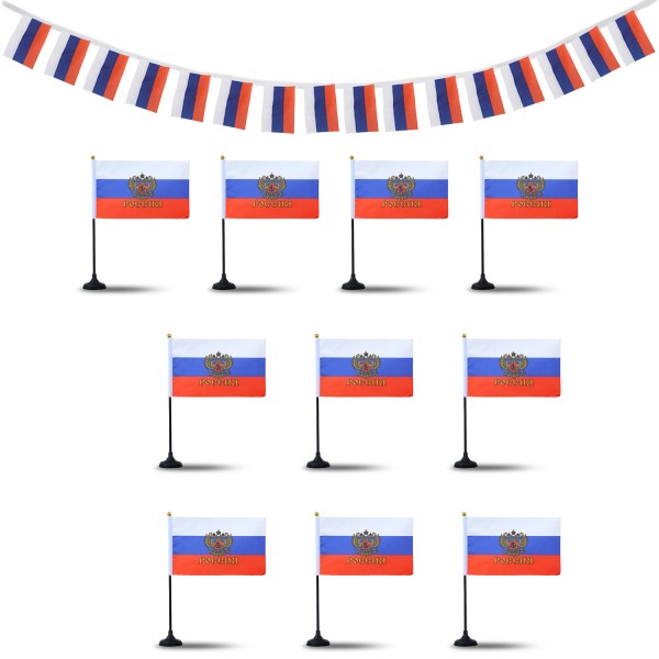 Sonia Originelli FANSET EM Fußball "Russland" Girlande Handflaggen Tischhalter