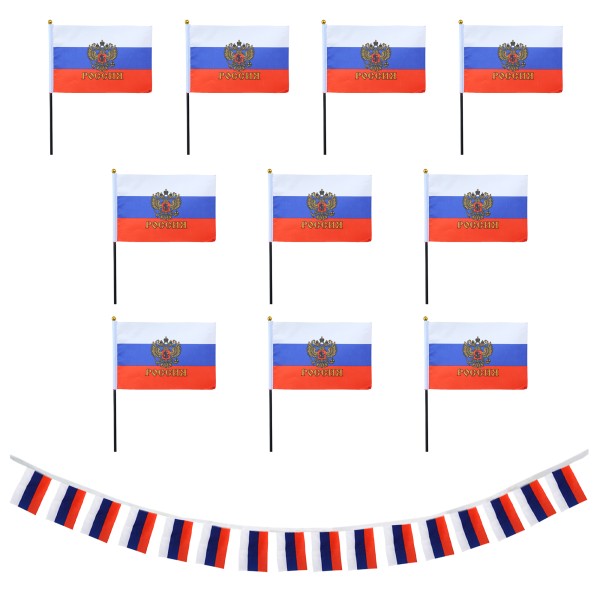 Sonia Originelli FANSET EM Fußball "Russland" Russia Girlande 10x Handflaggen