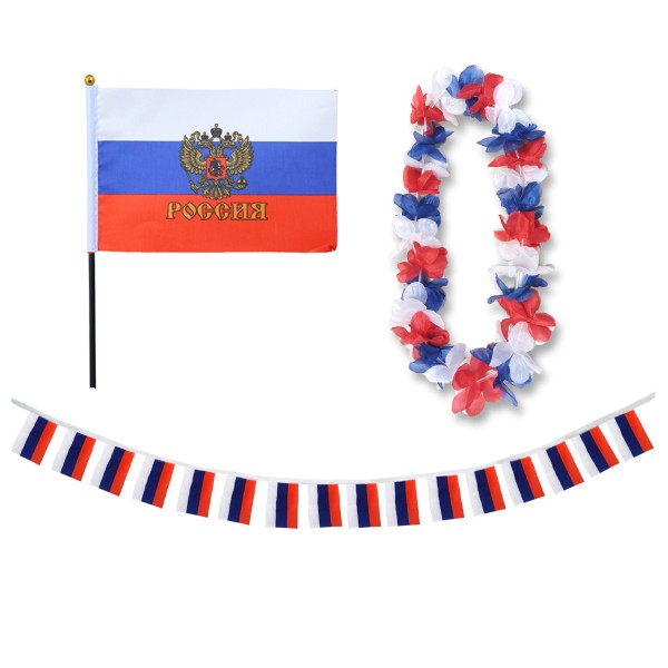Sonia Originelli FANSET EM Fußball "Russland" Russia Girlande Mini Hand Flagge Hawaiikette