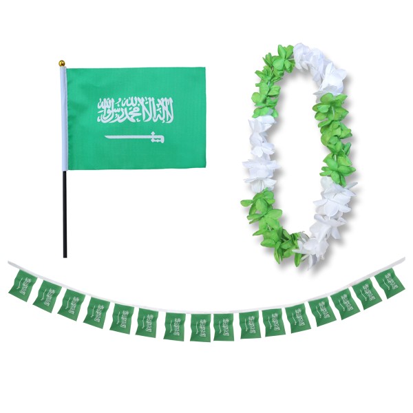 Sonia Originelli FANSET EM Fußball "Saudi Arabien" Saudi Arabia Girlande Mini Hand Flagge Hawaiikette