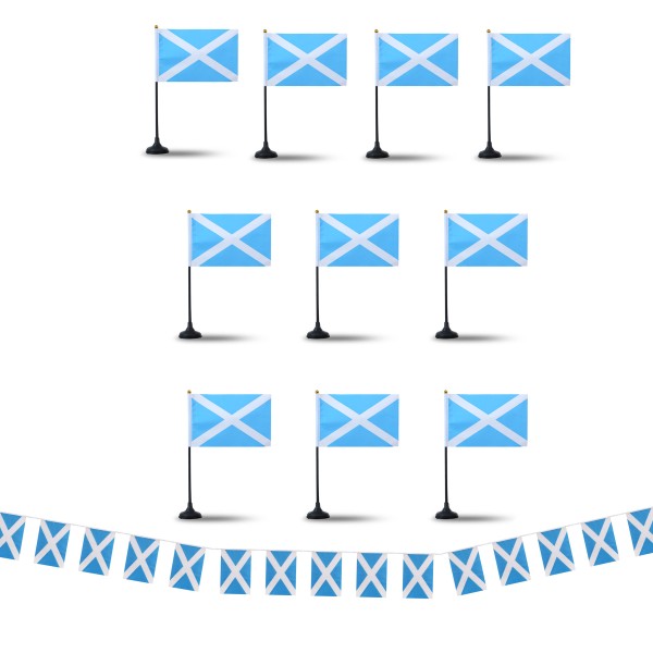 Sonia Originelli FANSET EM Fußball "Schottland" Girlande Handflaggen Tischhalter