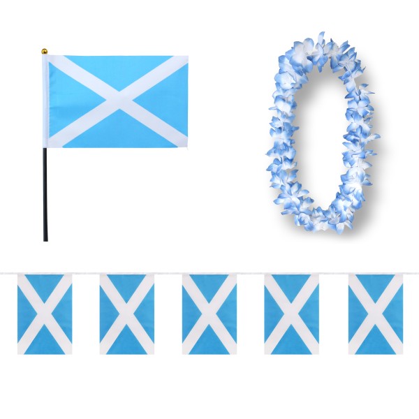 Sonia Originelli FANSET EM Fußball "Schottland" Girlande Mini Hand Flagge Hawaiikette